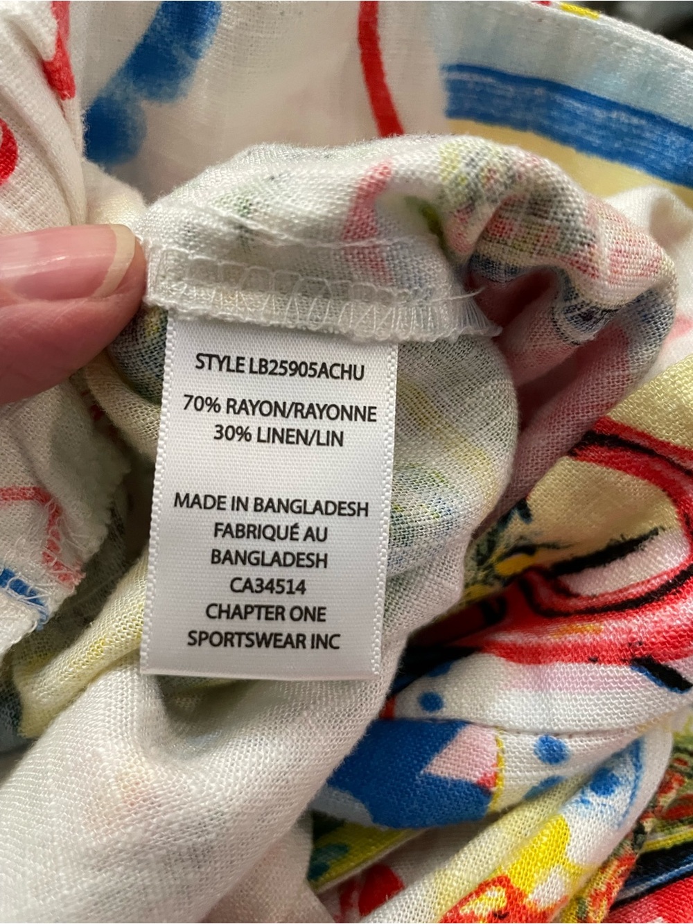Haver & Blair London Vibrant Mediterranean Print Wide-Leg Pants linen/rayon L - Picture 6 of 8